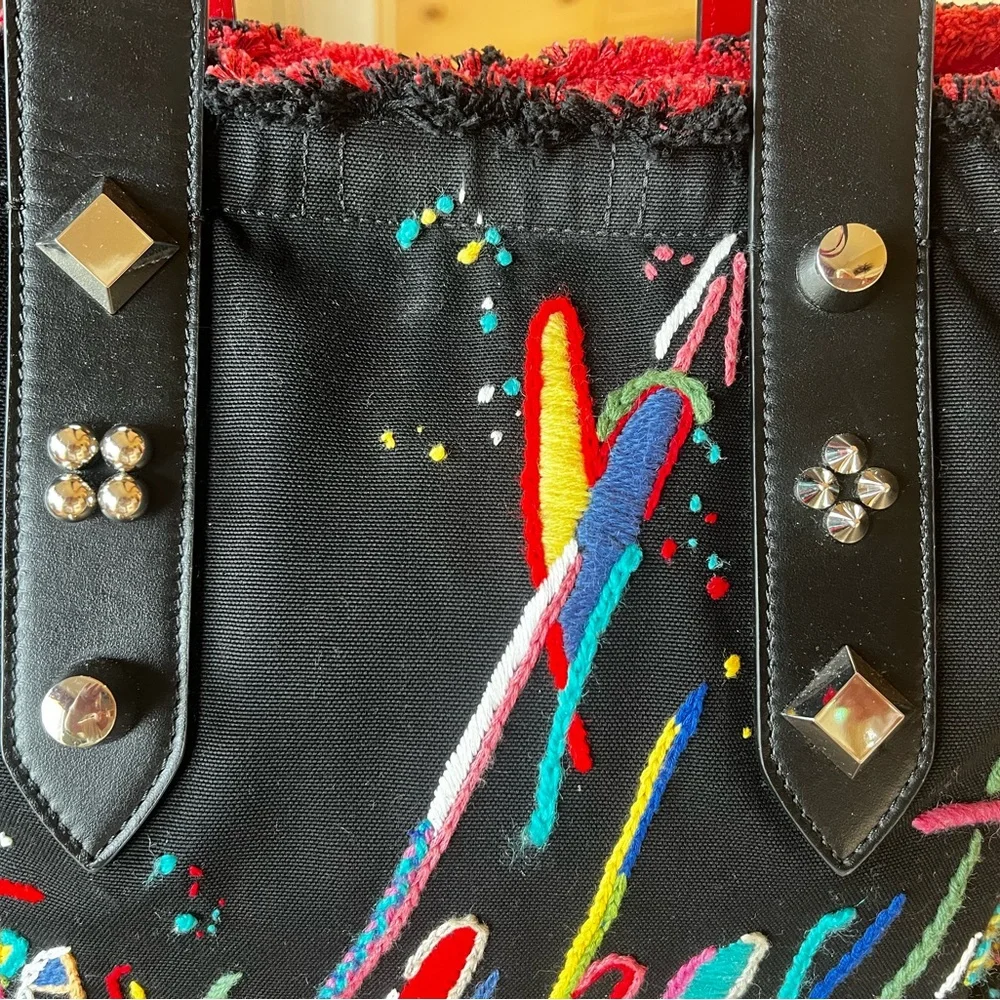 EUC Christian Louboutin Frangibus Embroidered Canvas Tote - Picture 14 of 16